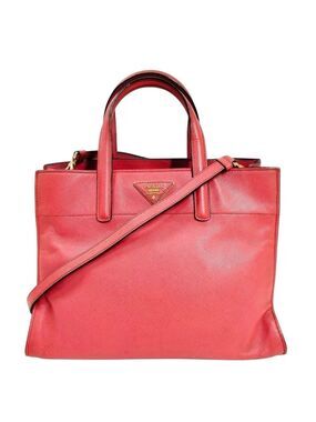 100% Auth Prada Pink Tamaris Triple Pocket Saffiano Soft Leather 2way Tote Bag